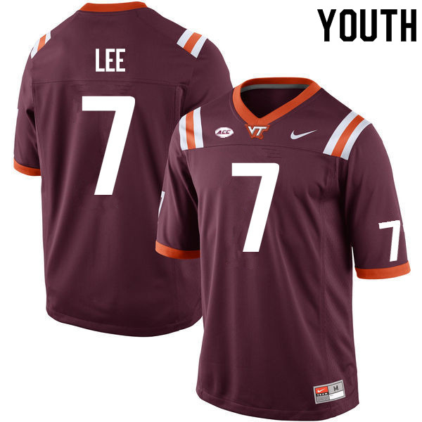 Youth #7 Marco Lee Virginia Tech Hokies College Football Jerseys Sale-Maroon